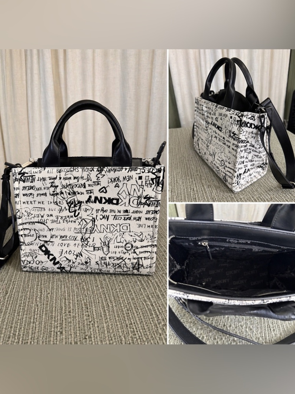 DKNY Graffiti Print Satchel Tote | Black & White | Like New | Retails $100+